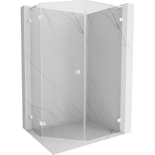 Mexen Lunar L Cabina Doccia Pentagonale A Battente Sinistra 80 X 90 Cm, Trasparente, Bianca - 831L-080L-090P-20-00-L-image