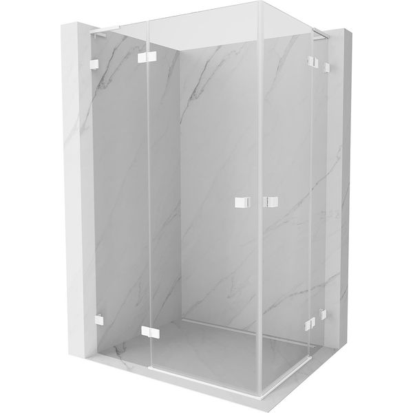 Mexen Lunar L Duo Cabina Doccia A Battente Sinistra 100 X 85 Cm, Trasparente, Bianca - 834L-100L-085P-20-00-image