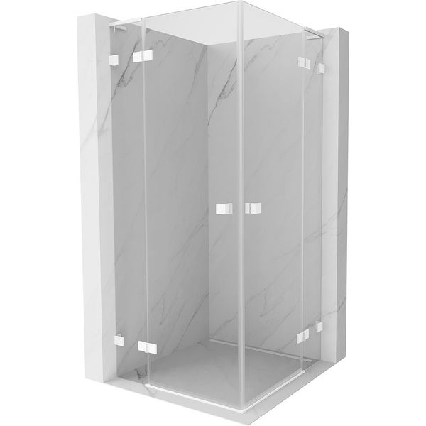 Mexen Lunar L Duo Cabina Doccia A Battente 95 X 95 Cm, Trasparente, Bianca - 834L-095L-095P-20-00-image