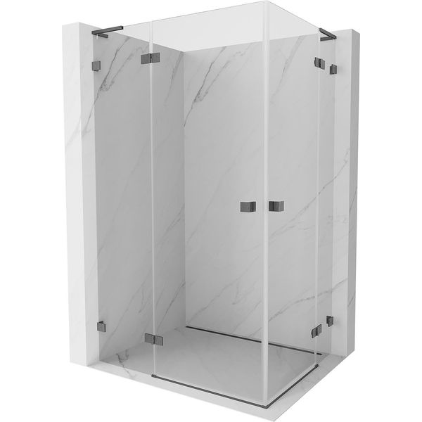Mexen Lunar L Duo Cabina Doccia Battente Sinistra 120 X 85 Cm, Trasparente, Grigio Canna Spazzolato - 834L-120L-085P-66-00-image