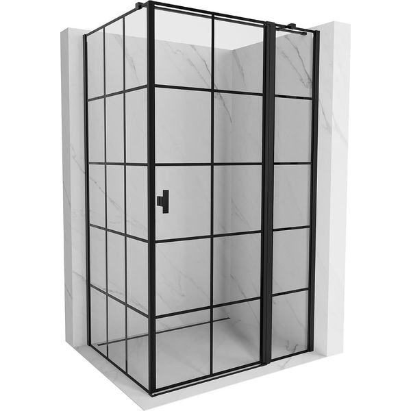 Mexen Mist T Cabina Doccia A Battente Destra 115 X 110 Cm, Griglia Nera, Nero - 8A4T-115-110-70-77-P-image