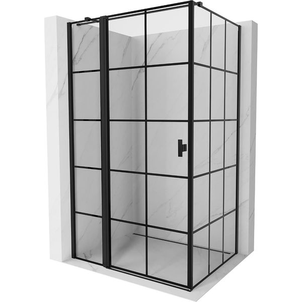 Mexen Mist T Cabina Doccia Battente Sinistra 85 X 110 Cm, Griglia Nera, Nero - 8A4T-085-110-70-77-L-image