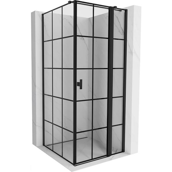 Mexen Mist T Cabina Doccia A Battente Destra 95 X 95 Cm, Griglia Nera, Nero - 8A4T-095-095-70-77-P-image