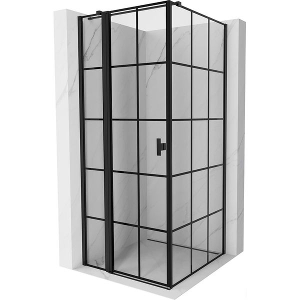Mexen Mist T Cabina Doccia A Battente Sinistra 85 X 85 Cm, Griglia Nera, Nero - 8A4T-085-085-70-77-L-image