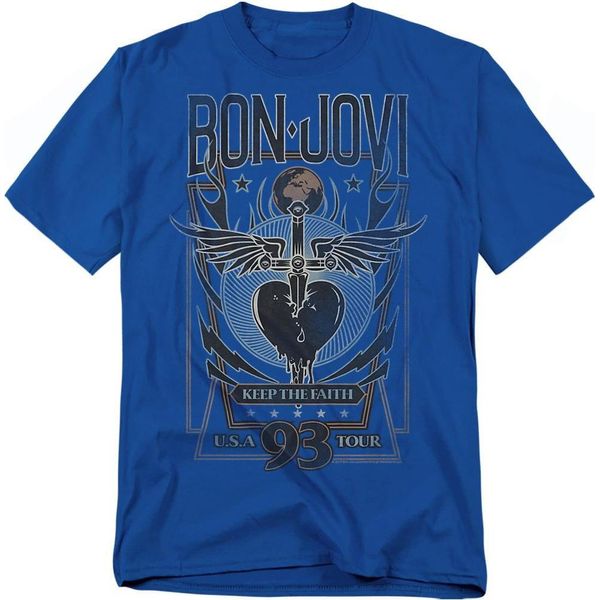 Bon Jovi - Maglietta "Keep The Faith"" Per Uomo/Donna Unisex TV20687 (S) (Blu Reale)"-image