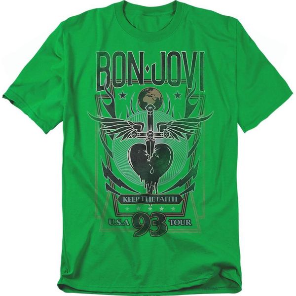 Bon Jovi - Maglietta "Keep The Faith"" Per Uomo/Donna Unisex TV20687 (Xxl) (Verde Irlandese)"-image