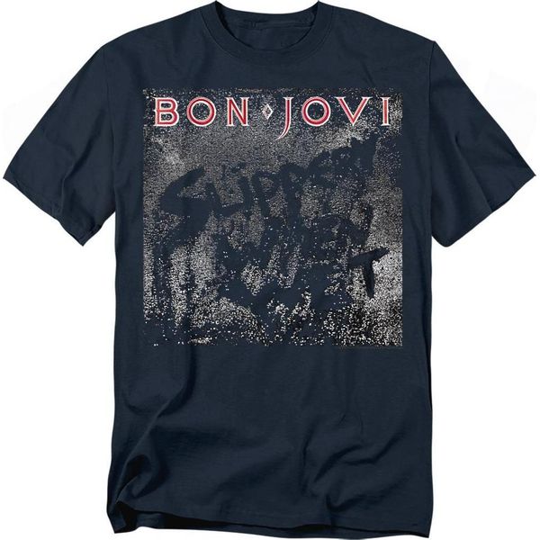 Bon Jovi - Maglietta "Slippery When Wet"" Da Uomo/Donna Unisex TV20689 (3XL) (Navy)"-image