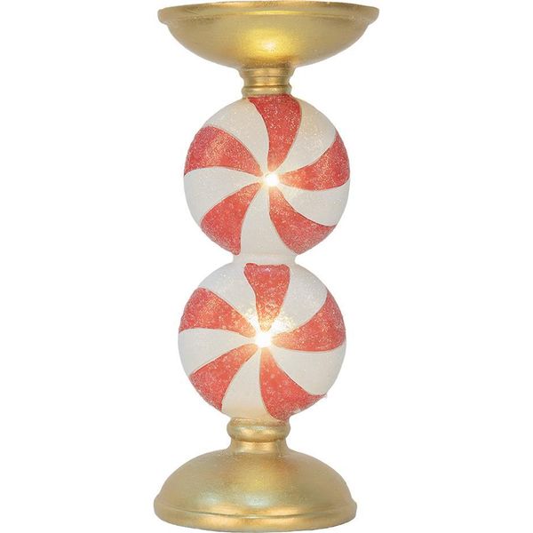 Clayre & Eef Decorazione Natalizia Con Illuminazione A Led Ø 10X23 Cm Plastica Color Oro-image
