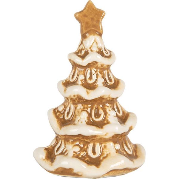 Clayre & Eef Decorazione Natalizia Albero Di Natale 6X5X9 Cm Ceramica Marrone-image