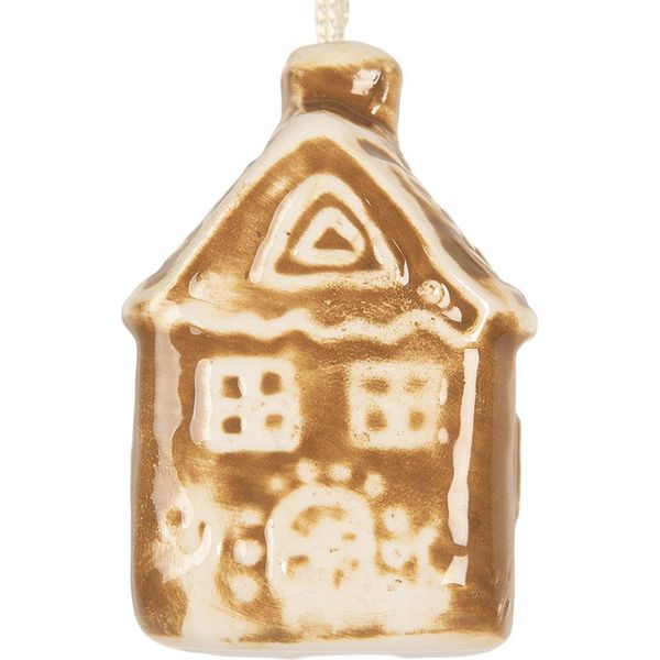 Ornamento Natalizio Clayre & Eef Casa 4X4X7 Cm In Ceramica Marrone-image