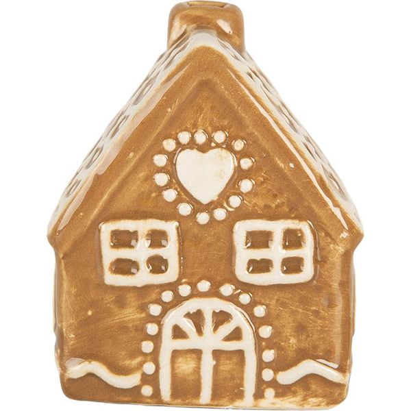 Casetta Di Pan Di Zenzero Clayre & Eef 6X4X7 Cm In Ceramica Marrone-image