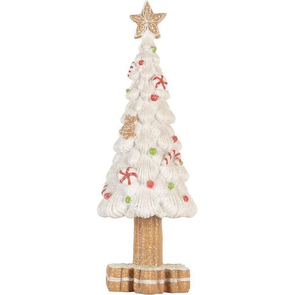 Clayre & Eef Decorazione Natalizia Albero Di Natale Ø 12X33 Cm Plastica Bianca-image