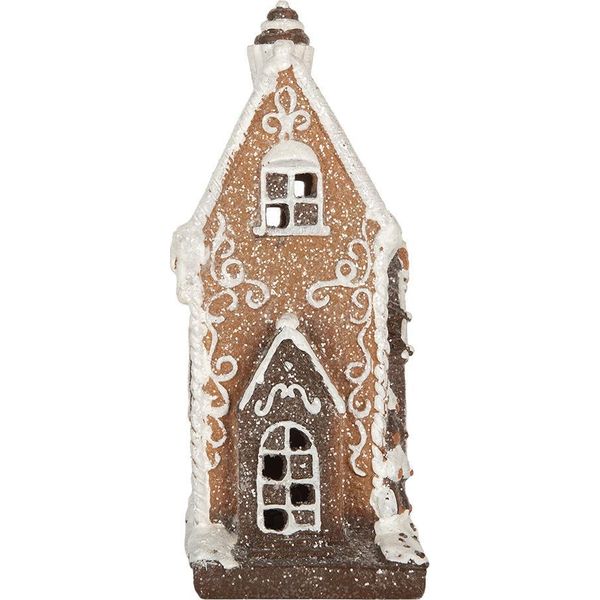 Clayre & Eef Casa Di Pan Di Zenzero Con Led 15X9X20 Cm Plastica Marrone-image