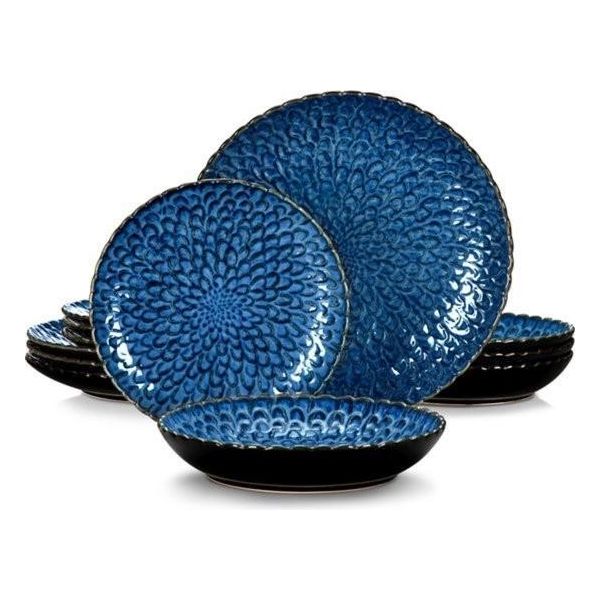 Set Di Stoviglie - 6 Persone - Porcellana - 12 Pezzi - Blu-image