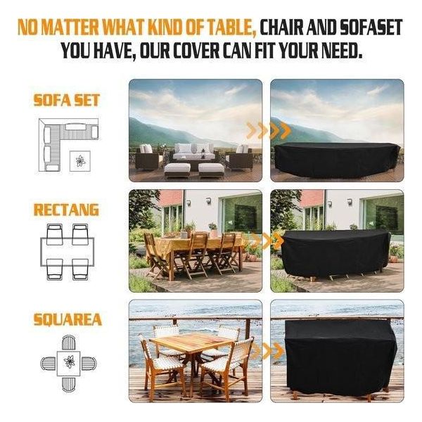 Copertura Per Mobili Da Giardino, Tela Oxford 420D, Mobili Da Giardino Impermeabili, Copertura Protettiva, Mobili Da Giardino, Resistente All'inverno, Copertura Per Tavolo Da Giardino, Antistrappo, Mobili Da Giardino, Telone, Traspirante (250 X 210 X 90 Cm)-image