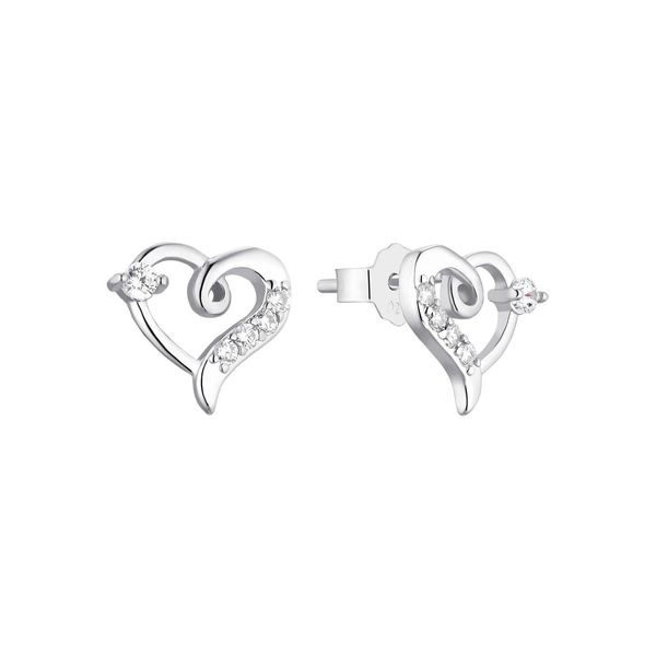 Paar Ohrstecker Amor "2023013", Bunt (Silberfarben, Weiß, Kristallweiß), Ohrringe, Damen, Silber 925 (Sterlingsilber), Mit Zirkonia (Synth.)-image