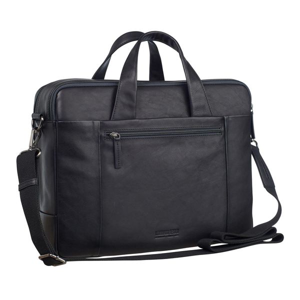 Leonhard Heyden Pelle Cartella Cartella Con Scomparto Per Laptop Hamburg Zipped Briefcase 2 Compartments Black Nero-image