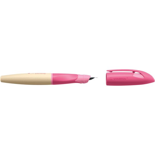 Stabilo 5013/26-41 Stilografica Per La Scuola Easybirdy® Timber - Pennino Per Mancini A, Colore Rosa/Legno, Inclusa Cartuccia Standard-image