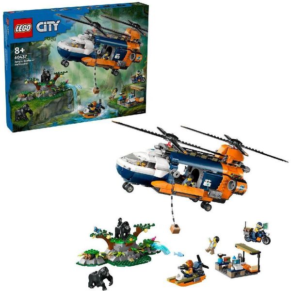 Lego City Jungle Explorer Helicopter, Playset Avventura Per Bambini Dagli 8 Anni In Su, Regalo Di Natale O Di Compleanno Per Bambini, 5 Minifigure E 3 Gorilla 60437-image