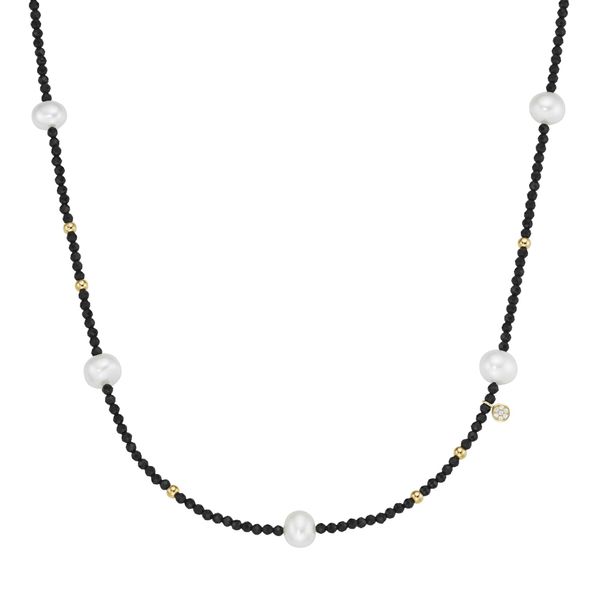 Collier "Mit SüßWasser-Perlen Und Ziersteinen, Silber 925", Gold, Giorgio Martello Milano, Halsketten, Damen, 90Cm, Silber 925 (Sterlingsilber), Collier-image