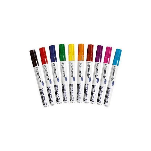 Legamaster TZ1 Boardmarker Assortiti 10 Pezzi - 10 Pezzi - Nero - Blu - Marrone - Verde - Navy - Arancione - Rosa - Rosso - Viola - Giallo - Bianco - 1,5 Mm - 3 Mm - Germania (7-110099)-image
