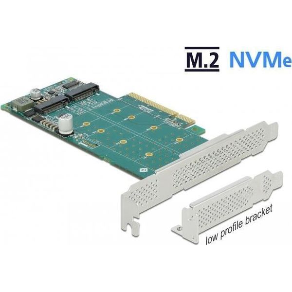 Delock Scheda Pci Express X8 A 2 X Nvme Interni M.2 Key M - Biforcazione - Speicher-Controller - M.2 - M.2 Nvme Card Low-image