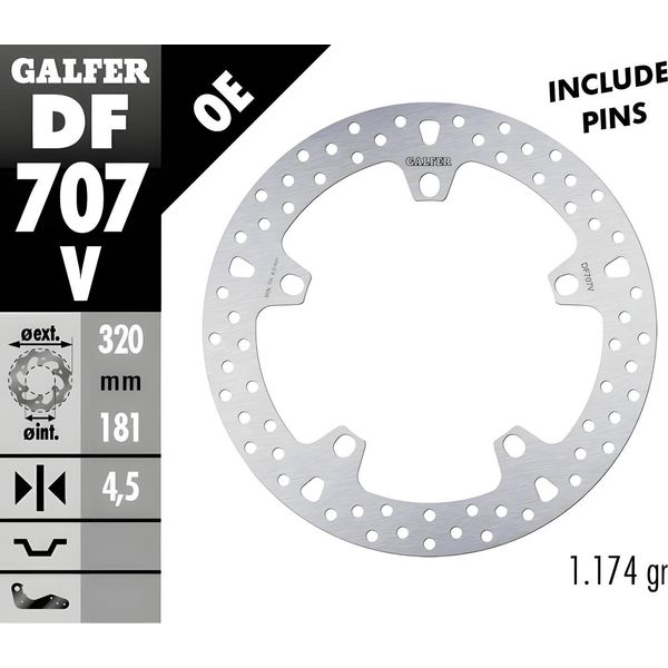 Disco Freno Galfer DF707V Round Rigido Anteriore 320X4.5Mm (2 Necessari) Per Bmw K R S Gt Gtl Abs St Rs HP2 Megamoto Rt Lt Integrale 800 - 1600 Cc Anno 1999 - 2025-image