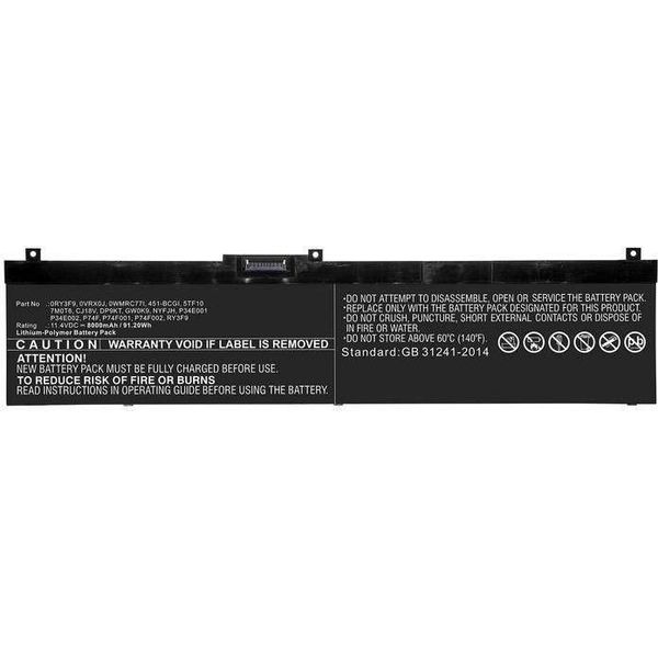 Coreparts Laptop Battery 91.20Wh Li-Pol 11.4V 8000Mah Black - Batterie - 8.000 Mah (0WMRC-CP)-image
