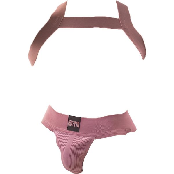 Barcode Berlin - Intimo Da Uomo Sospensorio - Multipack 1X Sergey Jockstrap + 1X Matt Pop Harness Brownishpurple - Taglia S-image