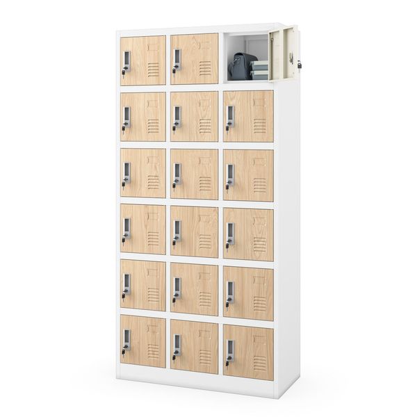 Armadietto Spogliatoio 3B6A Armadietto Spogliatoio Armadietto A Volta Armadietto In Metallo Lamiera D'acciaio 18 Scomparti 185 Cm X 90 Cm X 40 Cm-image