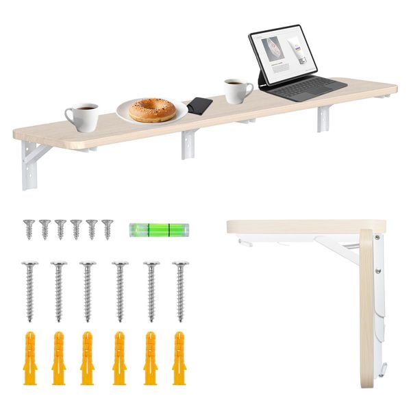 Scaffale Pieghevole/Attacco Maclean Colore Legno Chiaro 100X20 Cm Max.50 Kg MC-129 Wd-image