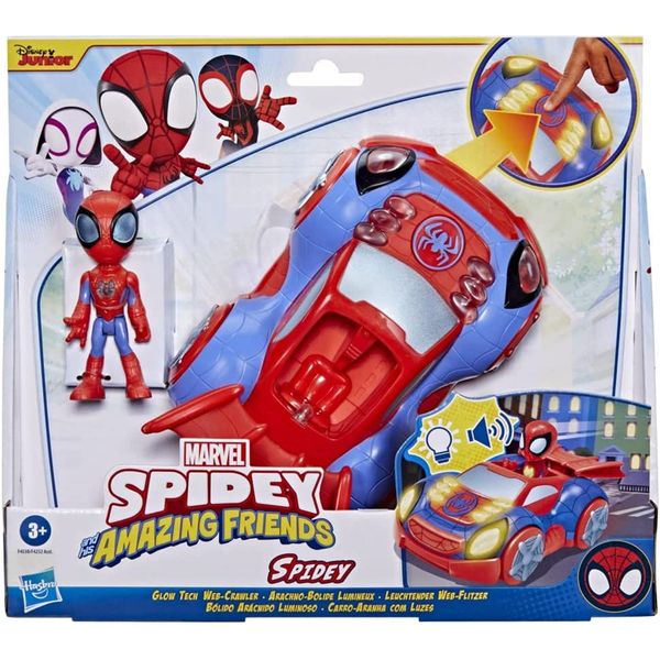 Hasbro Spidey E I Suoi Fantastici Amici: Figura D'azione Di Spidey E Web Crawler Glow Tech-image
