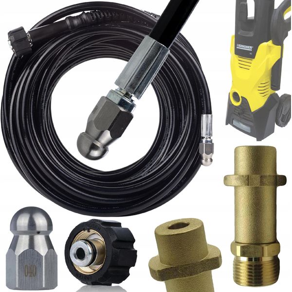 Rosfix Tubo Flessibile Per La Pulizia Dei Tubi Set 20 M M22 – Ricambio Per Idropulitrici Ad Alta Pressione KäRcher K2 – K7 | Ugello A 3 Getti-image