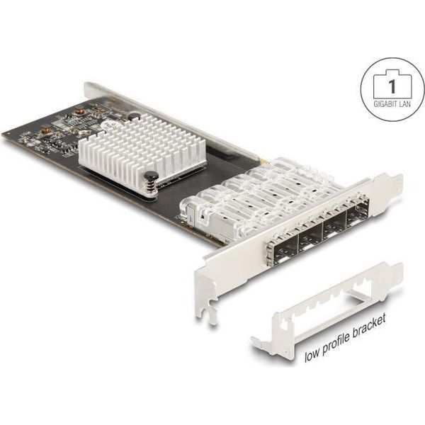Delock Pci Express X4 Karte Zu 4 X Sfp Slot Gigabit Lan I350 (88342)-image