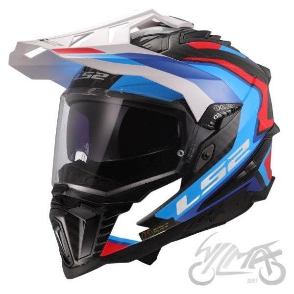Casco Moto LS2 MX701 Explorer C Frontier Ii Bianco-Blu Vel. L-image