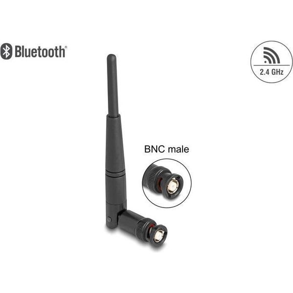 Delock Wifi 2.4 Ghz Antenne Bnc Stecker 2 Dbi 14.5 Cm Omnidirektional Mit Kippgelenk (90737)-image