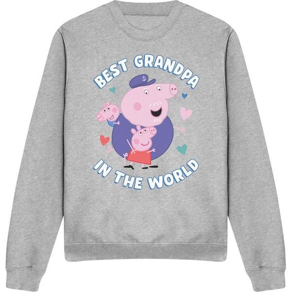 Peppa Pig - Felpa "Best Grandpa In The World"" Per Uomo/Donna Unisex TV21372 (L) (Grigio Screziato)"-image