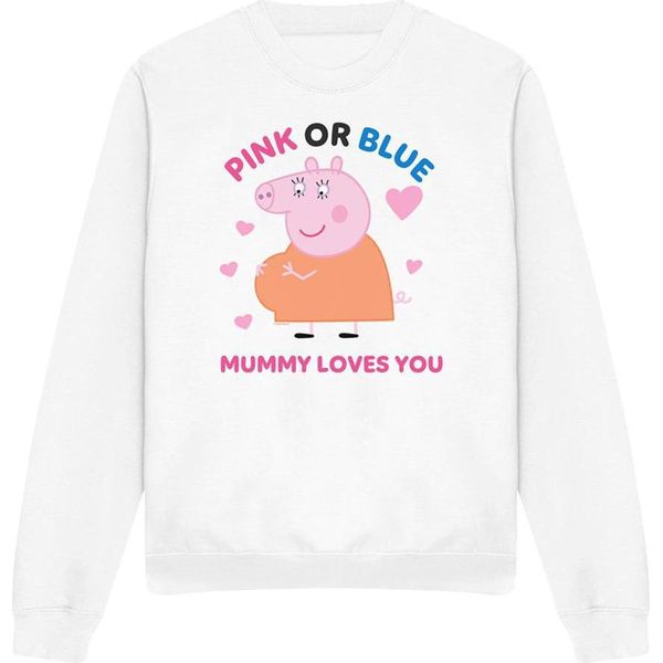 Peppa Pig - Felpa "Pink Or Blue Mummy Pig Loves You"" Da Donna TV21395 (S) (Bianco)"-image