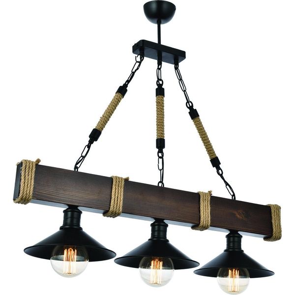 Opviq, KüTüK 3Lü Ceviz Avize, Lampadario, Noce, Metallo, 70 X 20 X 75 Cm-image