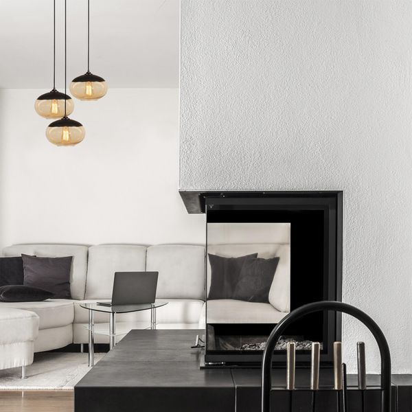 Opviq, Camini-Camini Opv, Nero, Miele, Lampadario, Corpo In Metallo-image