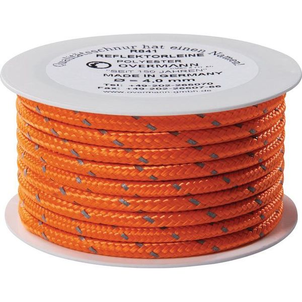 Cavo Riflettente Riflettore Di Sicurezza L.50M D.8Mm Pes Arancione Overmann-image