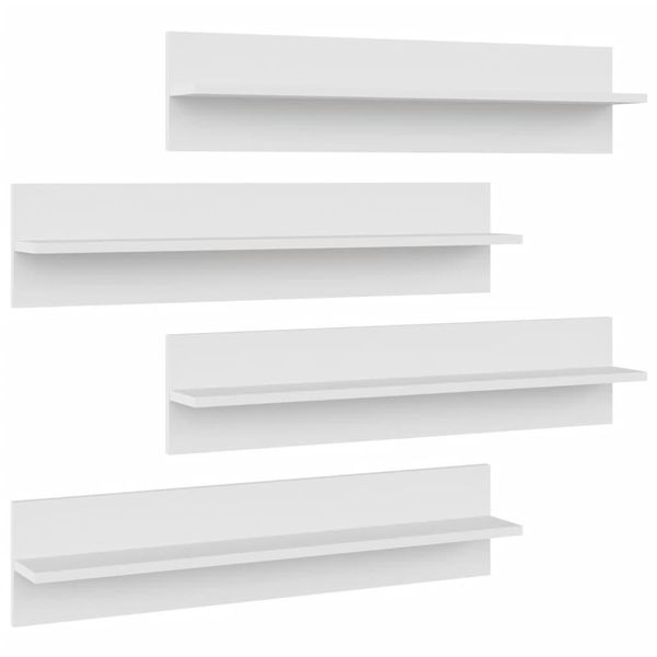 Vidaxl Mensole Da Parete 4 Pz. Bianco 80X11,5X18 Cm Materiale A Base Di Legno-image