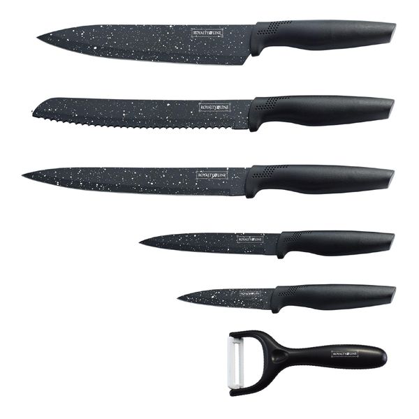 Royalty Line RL-MB5: Rivestimento Antiaderente Knife Set 5Pcs Nero-image