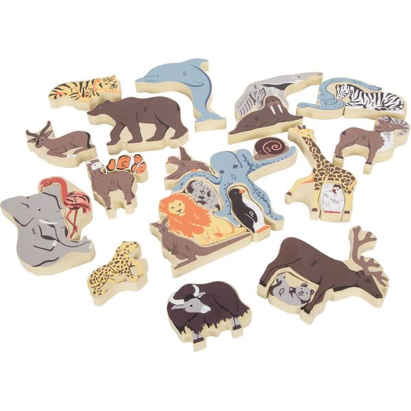 Small Foot - Puzzle Di Lettere E Forme Di Animali In Legno, 26 Pezzi.-image