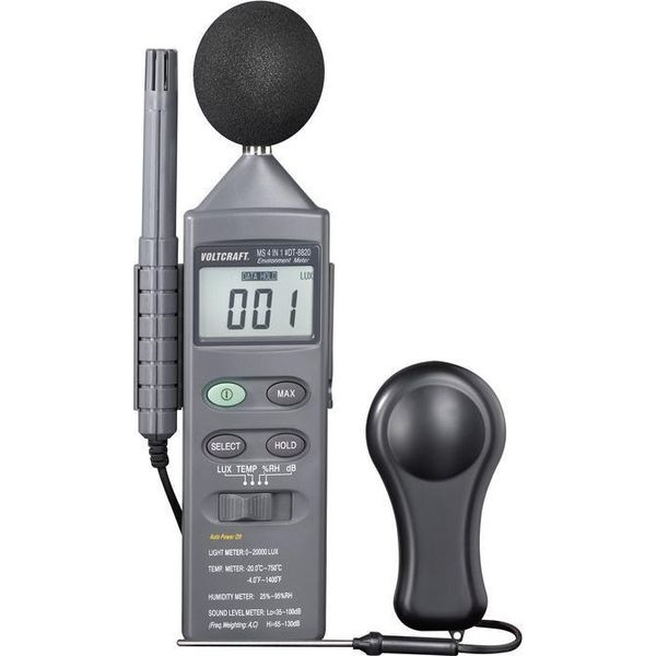Voltcraft Dt 8820 Misuratore Ambientale, Temperatura, Umidità, Illuminamento E Livello Sonoro (Dt 8820)-image