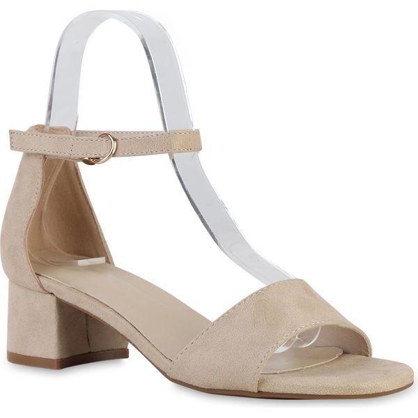 Van Hill Sandali Classici Donna Scarpe Eleganti 841131, Colore: Beige Velours, Taglia: 37-image