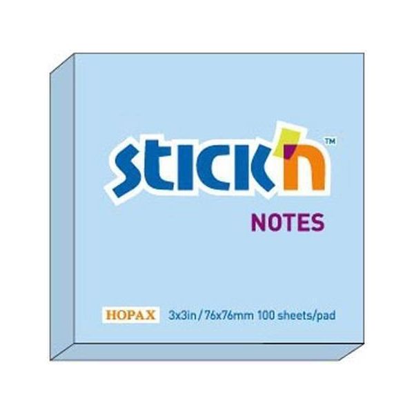 Blocco Autoadesivo Stick'n Hopax, 76X76 Mm, Blu Pastello, 100 Fogli-image