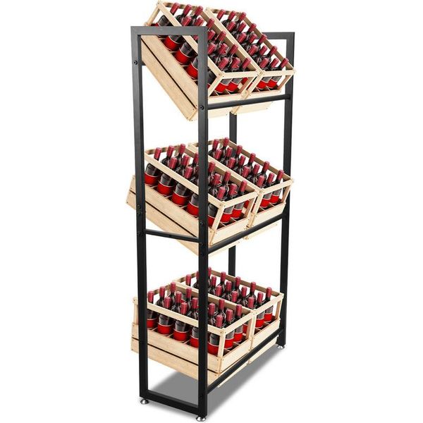 Portacasse Per Bevande Portacasse Per Birra Portacasse Per Bevande Per 6 Casse Dispensa Da Cucina Garag Nero 105X32X85Cm-image