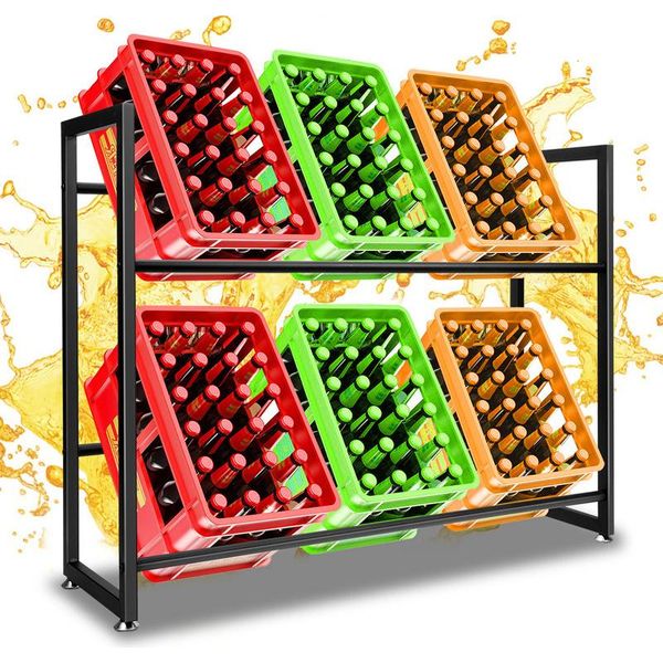 Hengda Portacasse Per Bevande Per 6 Casse 105X32X85Cm Portacasse Per Bevande Nero Per Cucina Zona Giorno-image