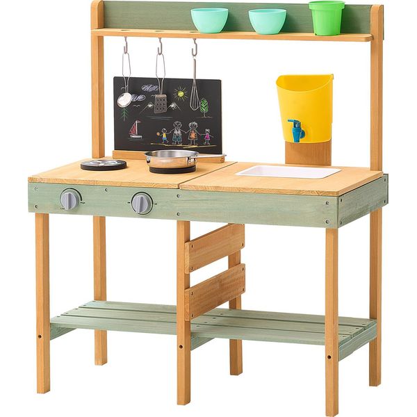 Vevor Cucina Di Fango 762X391X914 Mm, Set Di Cucina Giocattolo, Cucina Giocattolo Con Pentole, Fornello, Serbatoio Dell'acqua, Rubinetto, Lavagna, Pentole, Pentolini E Accessori-image